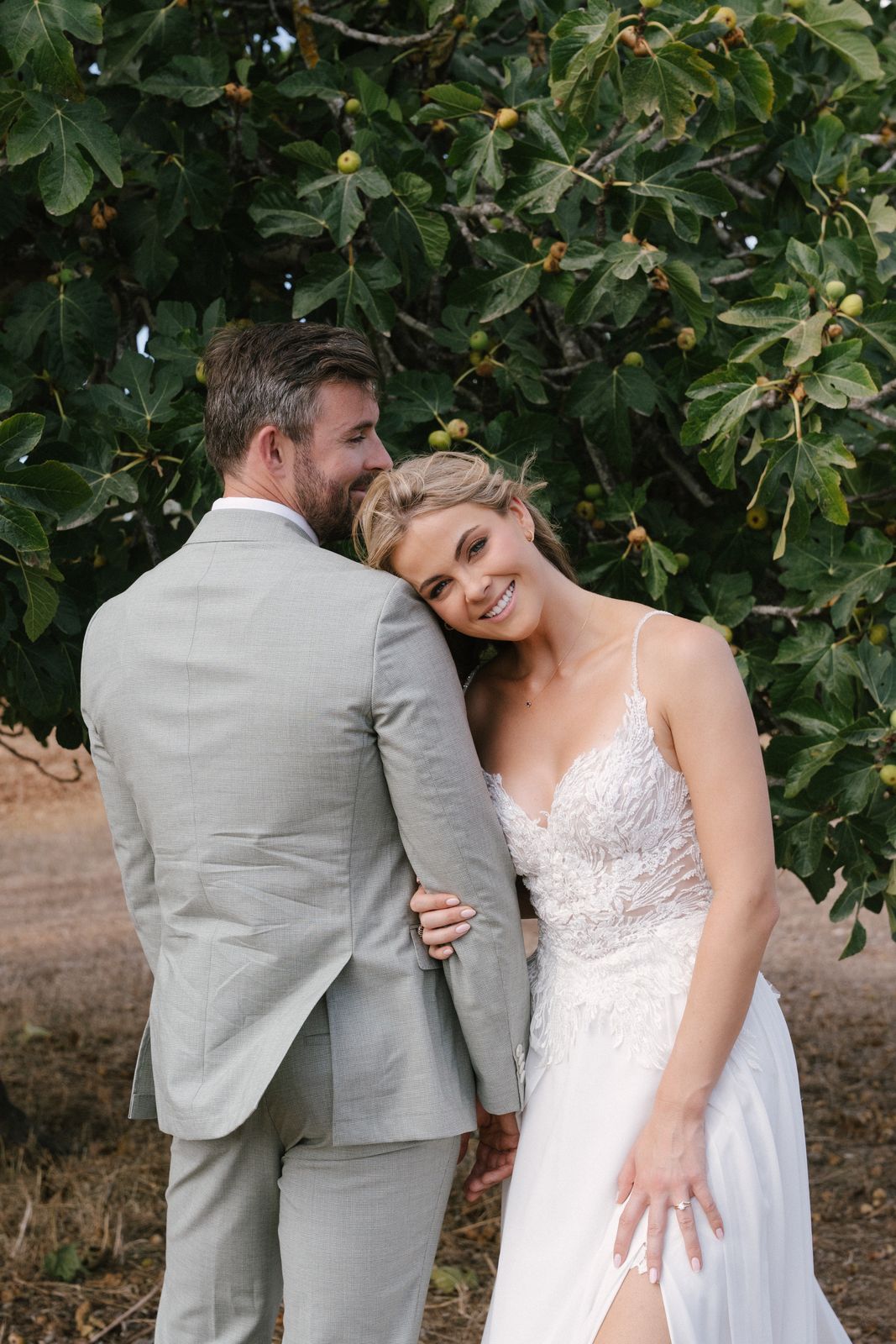 Woodland wedding ceremony under the old trees at Finca Binissatí, Mallorca
