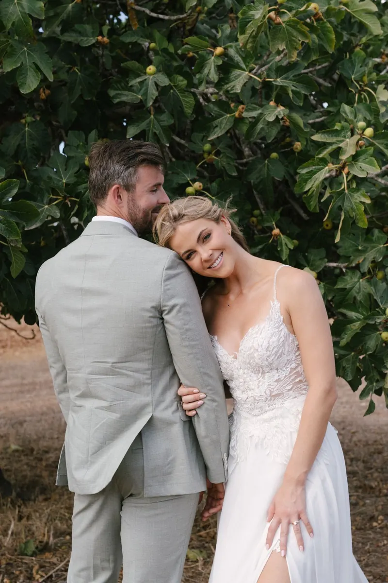 Woodland wedding ceremony under the old trees at Finca Binissatí, Mallorca
