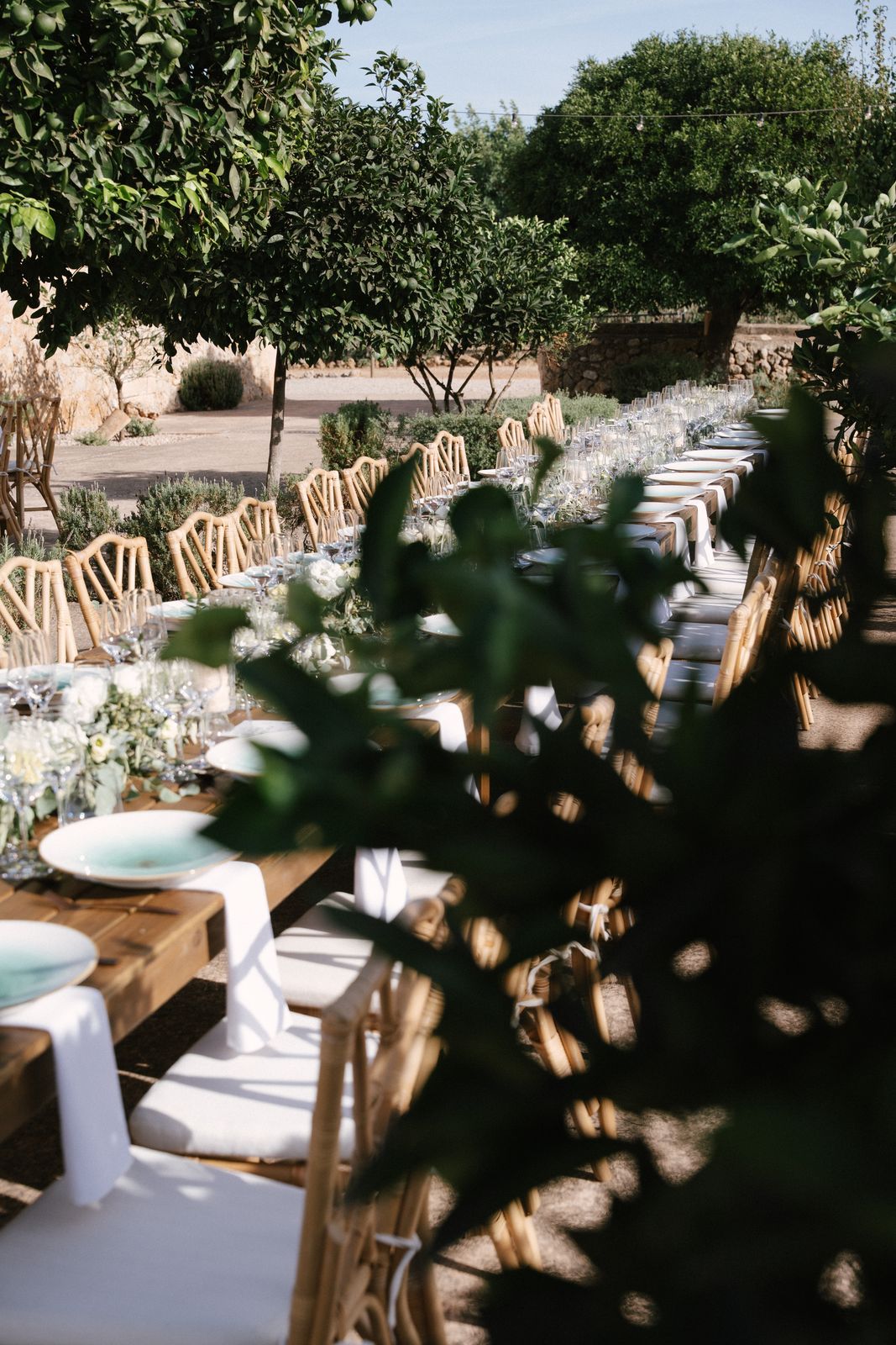 Paella in the patio de naranjos at Finca Binissatí, Mallorca