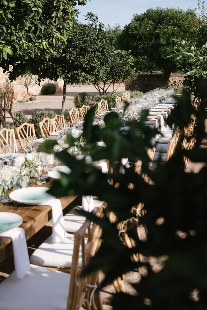 Paella in the patio de naranjos at Finca Binissatí, Mallorca