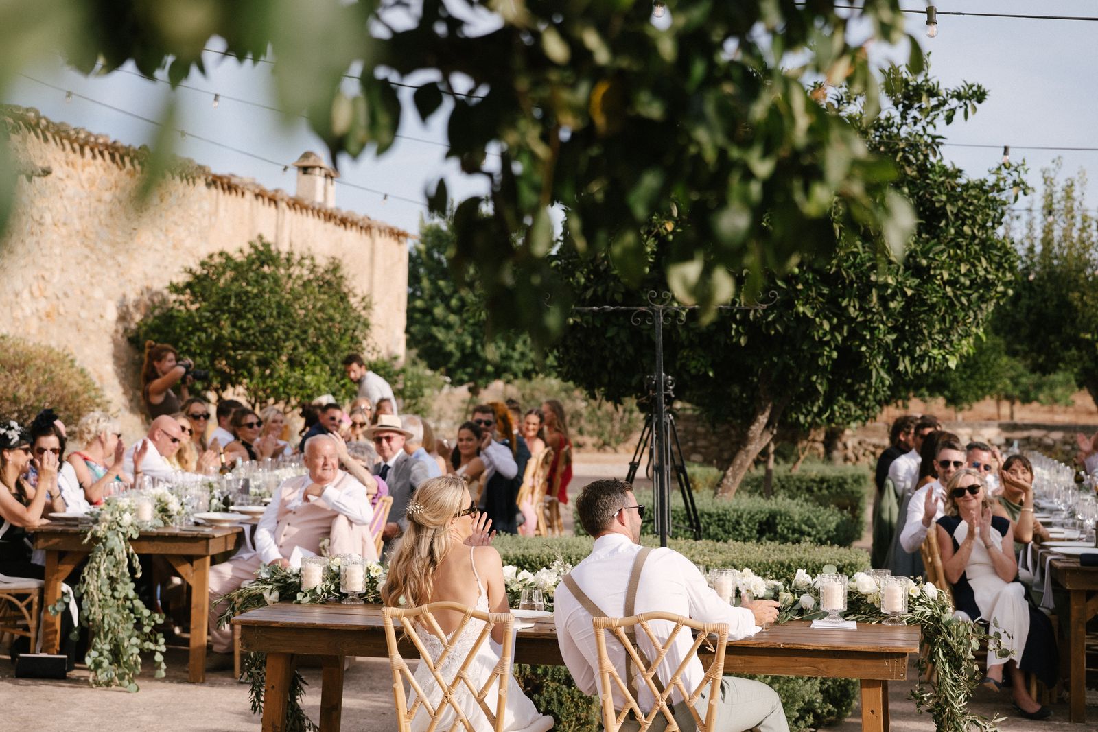 Paella in the patio de naranjos at Finca Binissatí, Mallorca