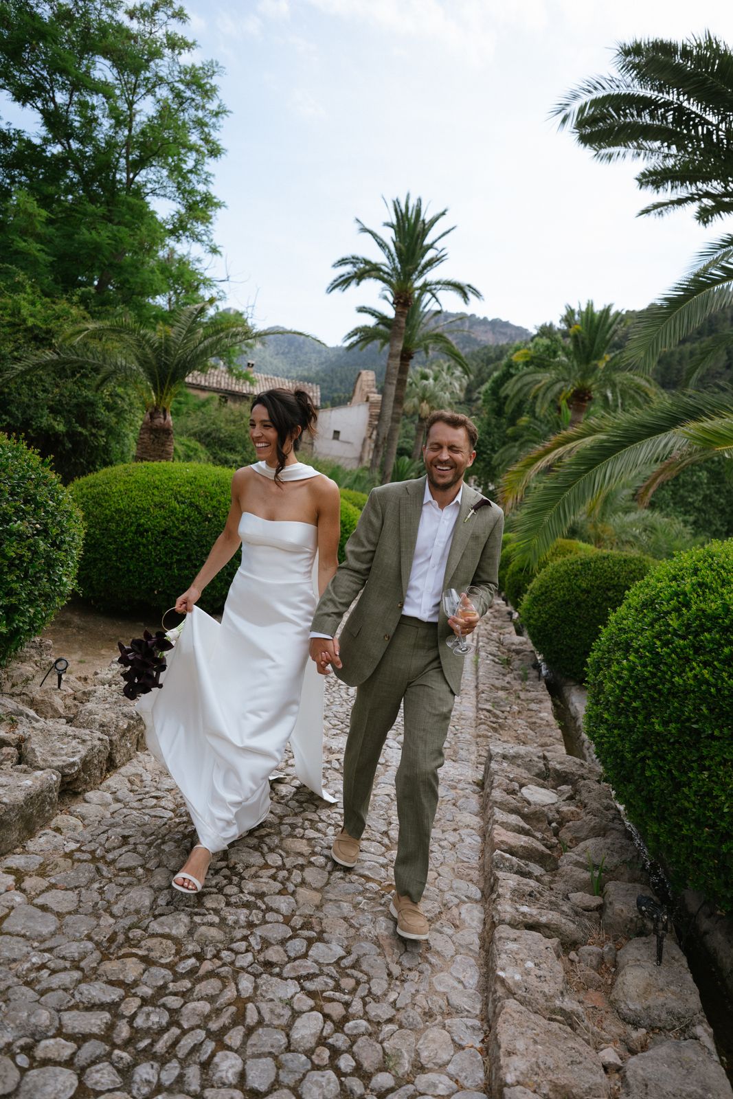 Charlotte and Rhodri's portraits in the gardens at Jardines de Alfabia, Mallorca