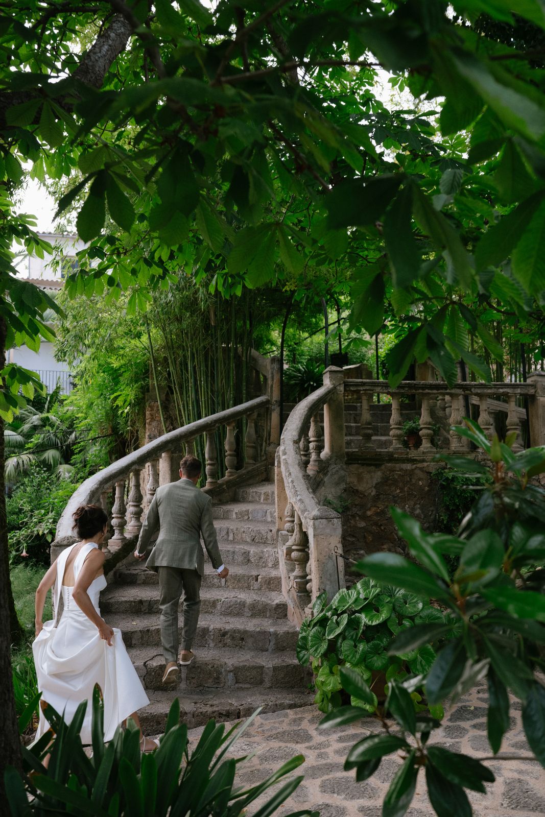 Charlotte and Rhodri's portraits in the gardens at Jardines de Alfabia, Mallorca