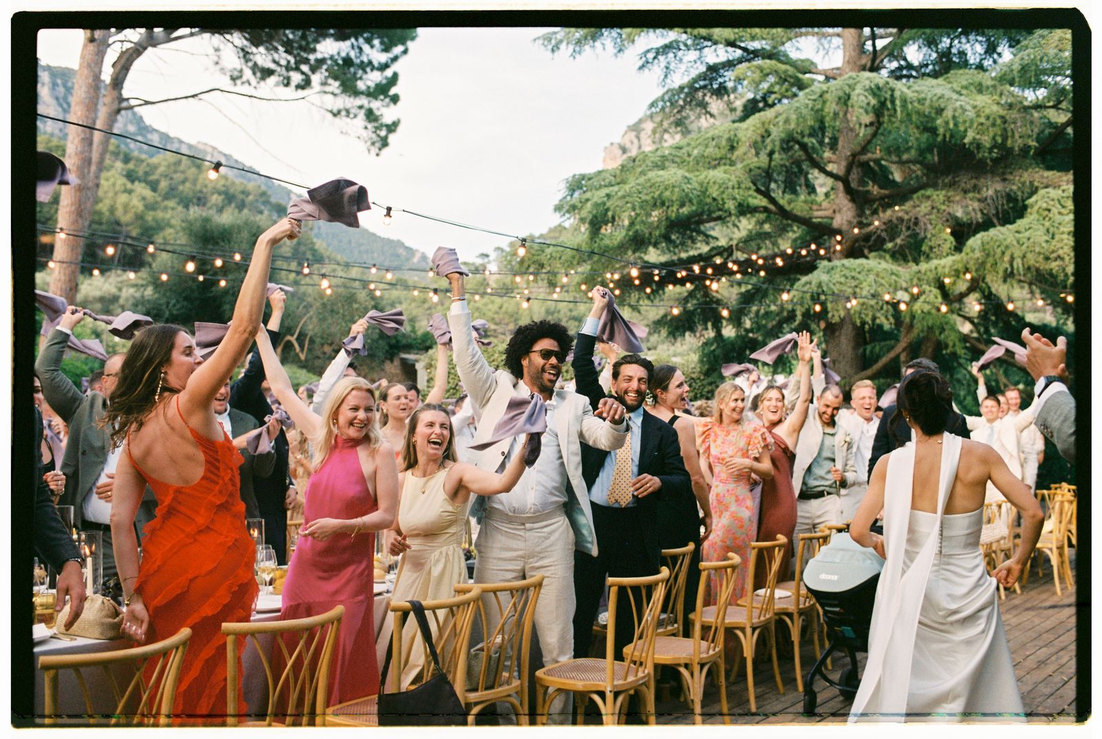 Charlotte and Rhodri's wedding on 35mm film at Jardines de Alfabia, Mallorca