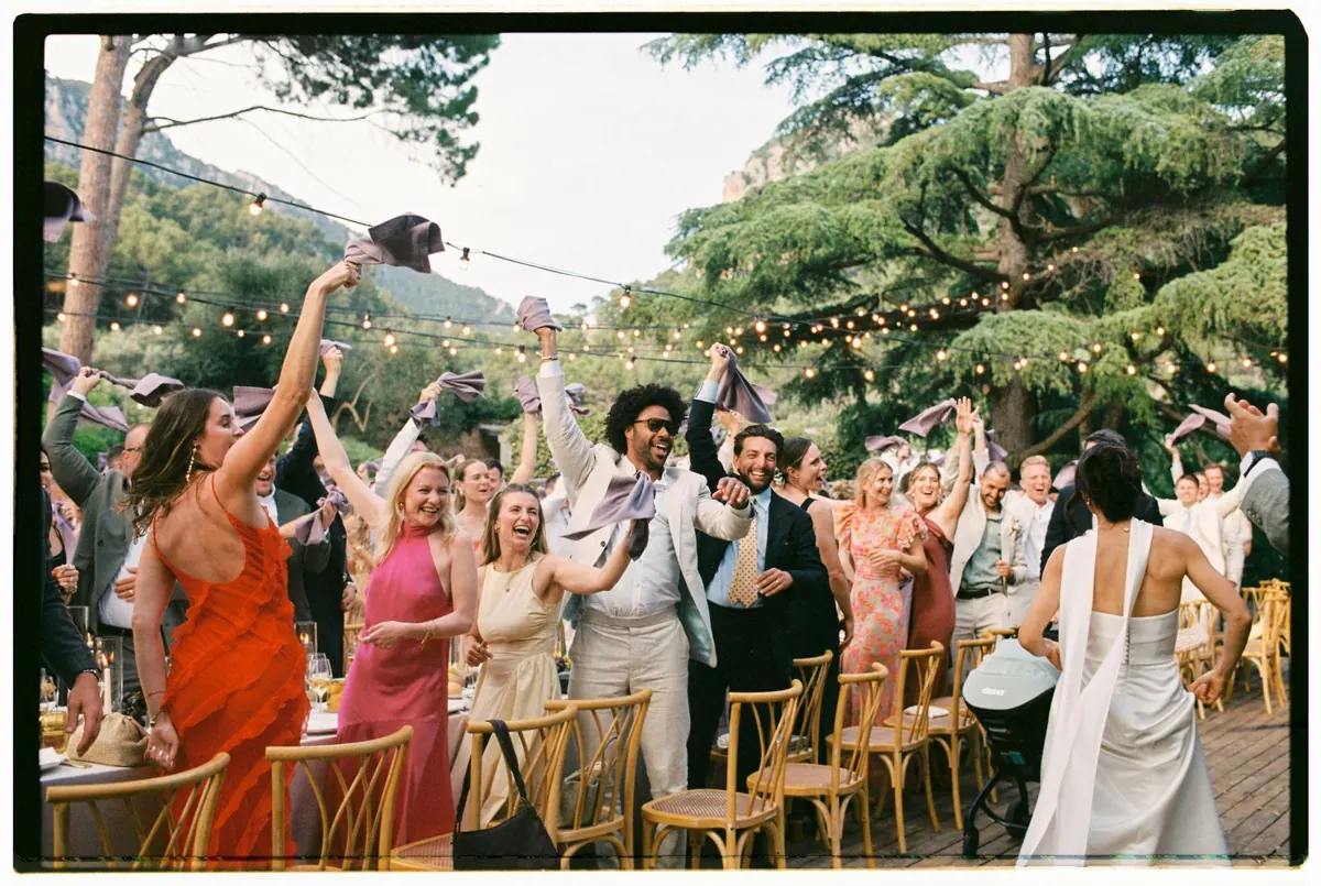 Charlotte and Rhodri's wedding on 35mm film at Jardines de Alfabia, Mallorca