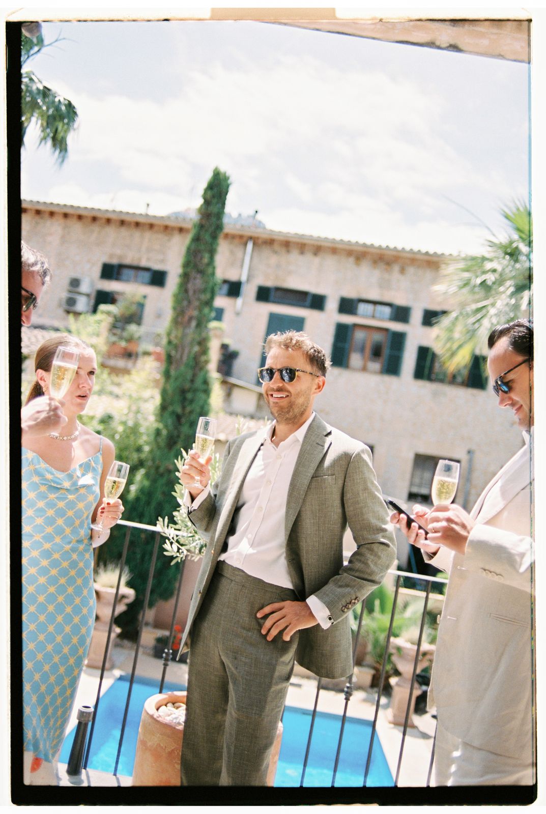 Wedding photograph on 35mm film at L'Avenida, Sóller, Mallorca