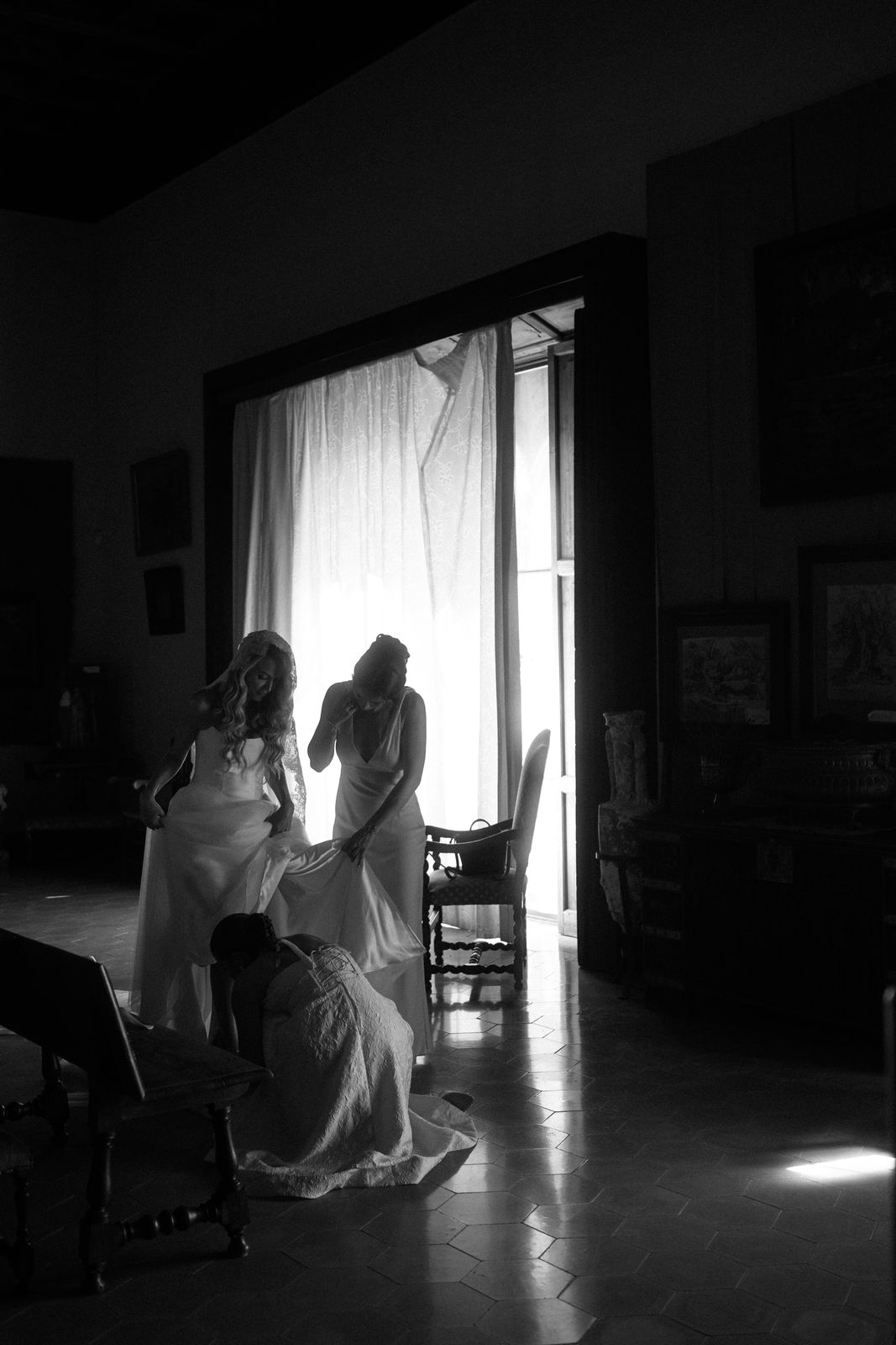 Wedding morning preparations at Son Marroig, Deià, Mallorca
