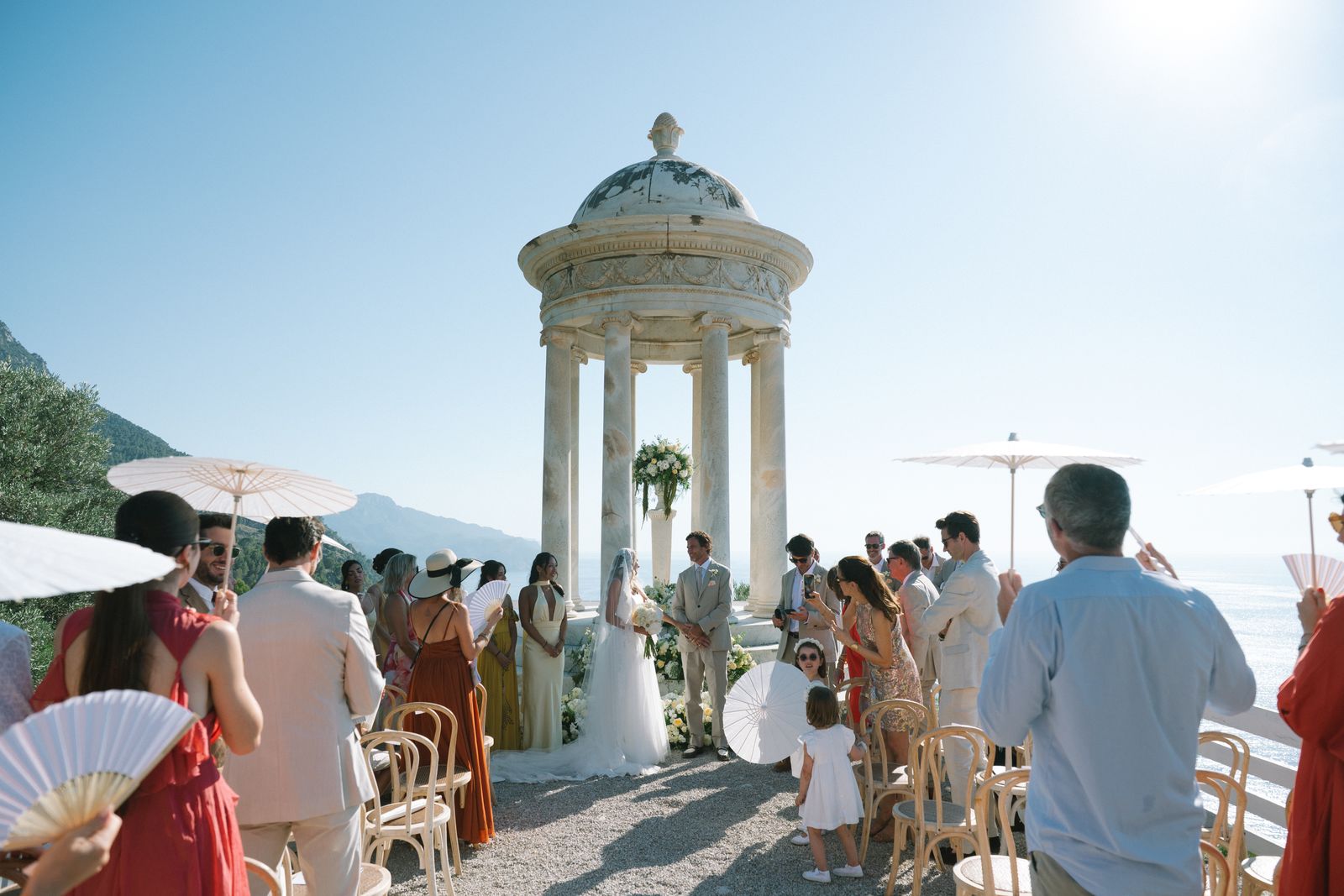 Family-led wedding ceremony at the Son Marroig rotunda, Deià, Mallorca