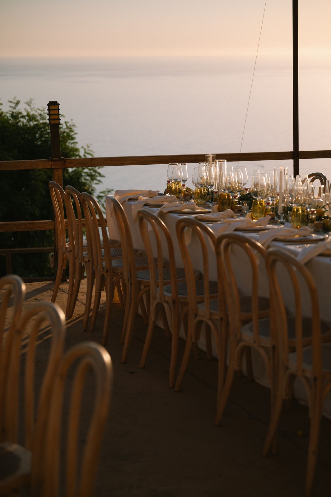 Wedding dinner at dusk at Son Marroig, Deià, Mallorca