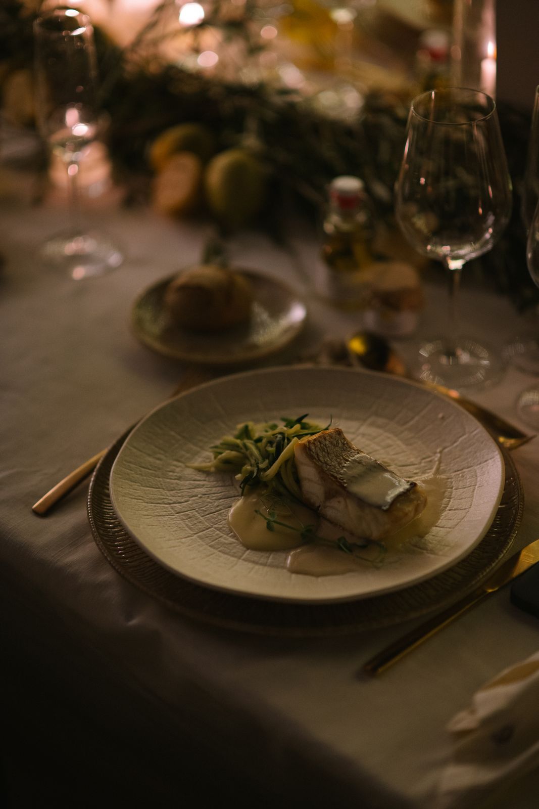 Wedding dinner at dusk at Son Marroig, Deià, Mallorca