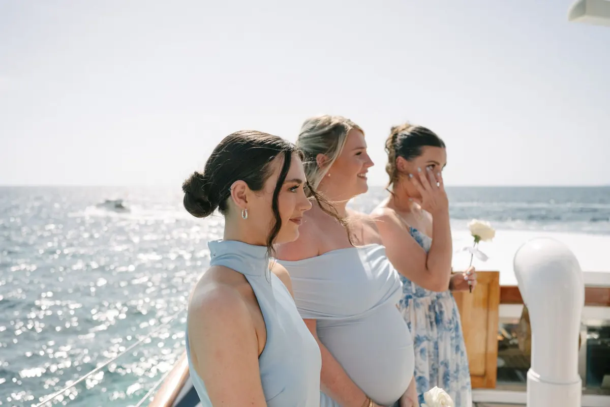 Wedding ceremony on the deck of Falcao Uno, off Palma, Mallorca