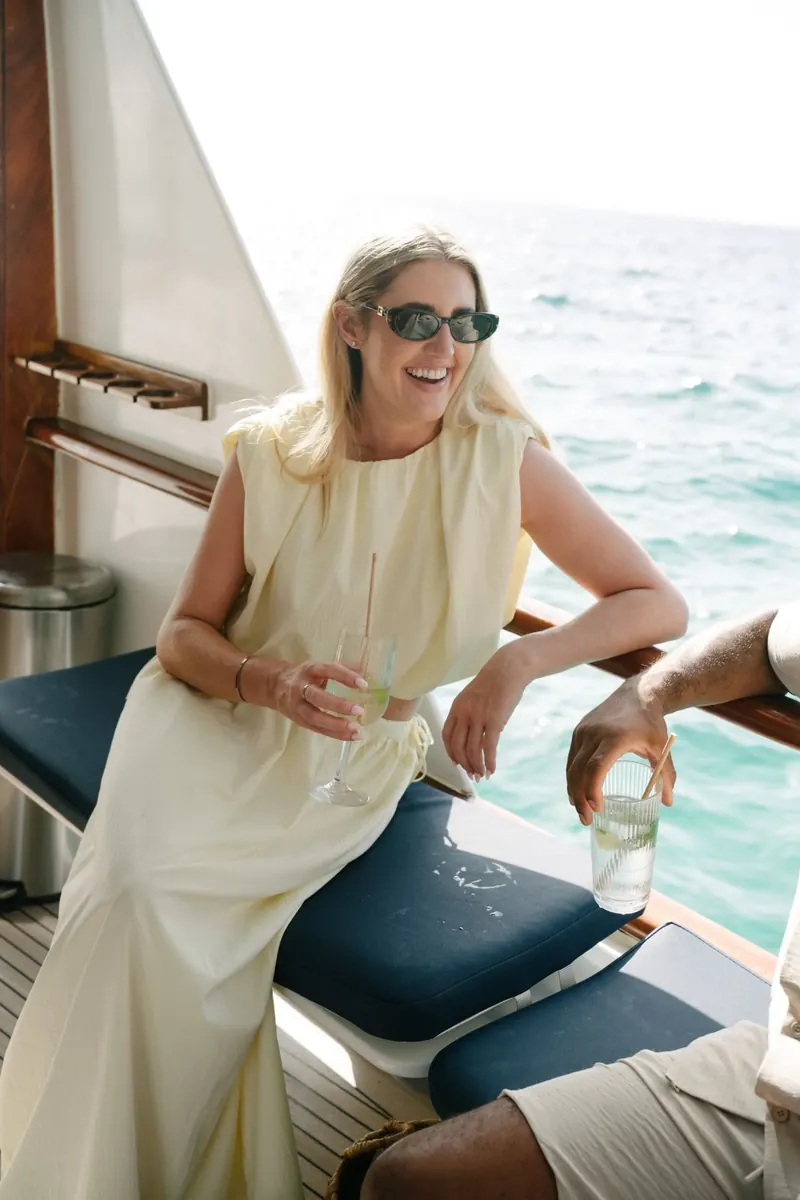 Speeches and lunch on the deck of Falcao Uno, at anchor off Palma, Mallorca