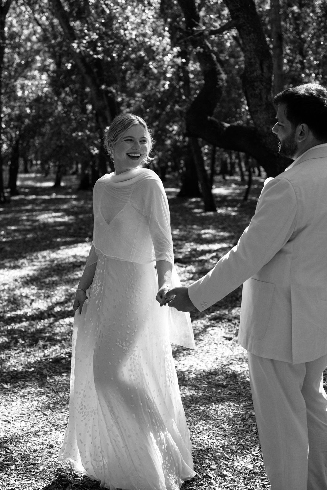 Michelle and Moisés's portrait session in the forest at Finca Binissatí, Mallorca