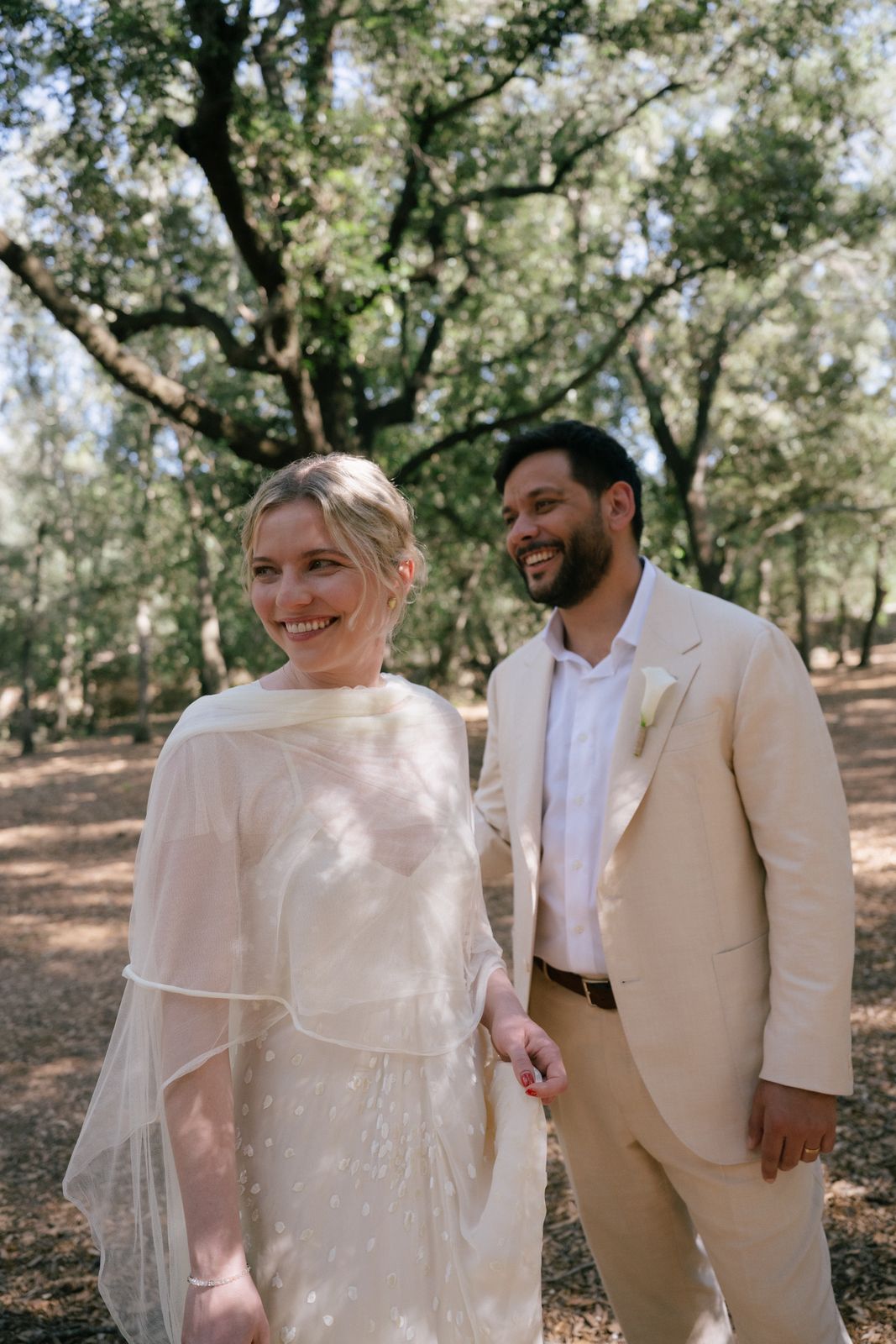 Michelle and Moisés's portrait session in the forest at Finca Binissatí, Mallorca