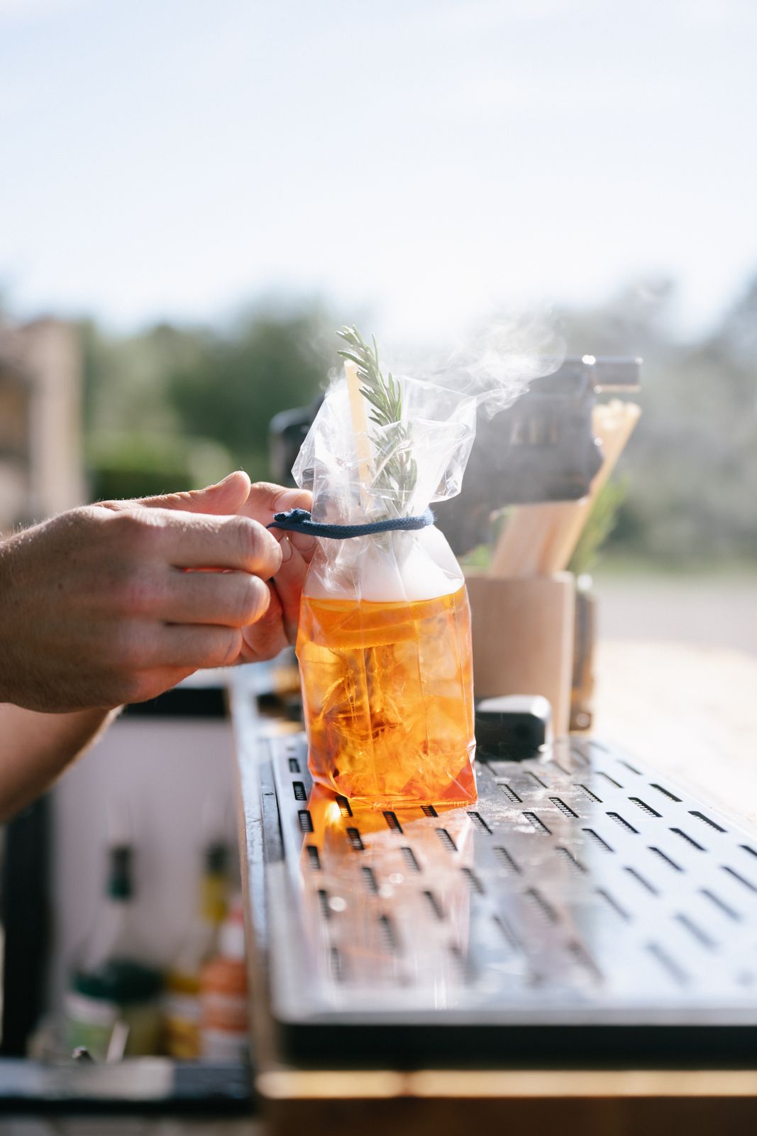 Golden hour dinner in the orange grove at Finca Binissatí, Mallorca