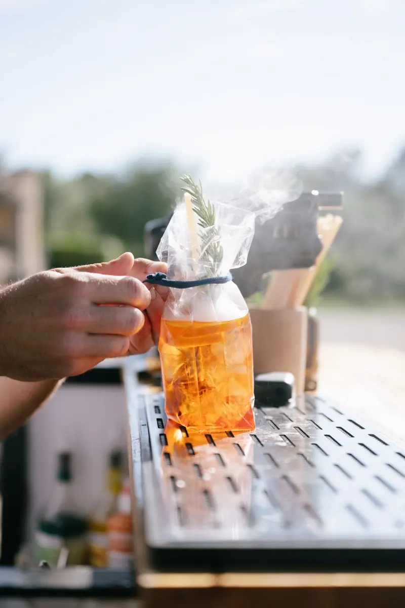Golden hour dinner in the orange grove at Finca Binissatí, Mallorca