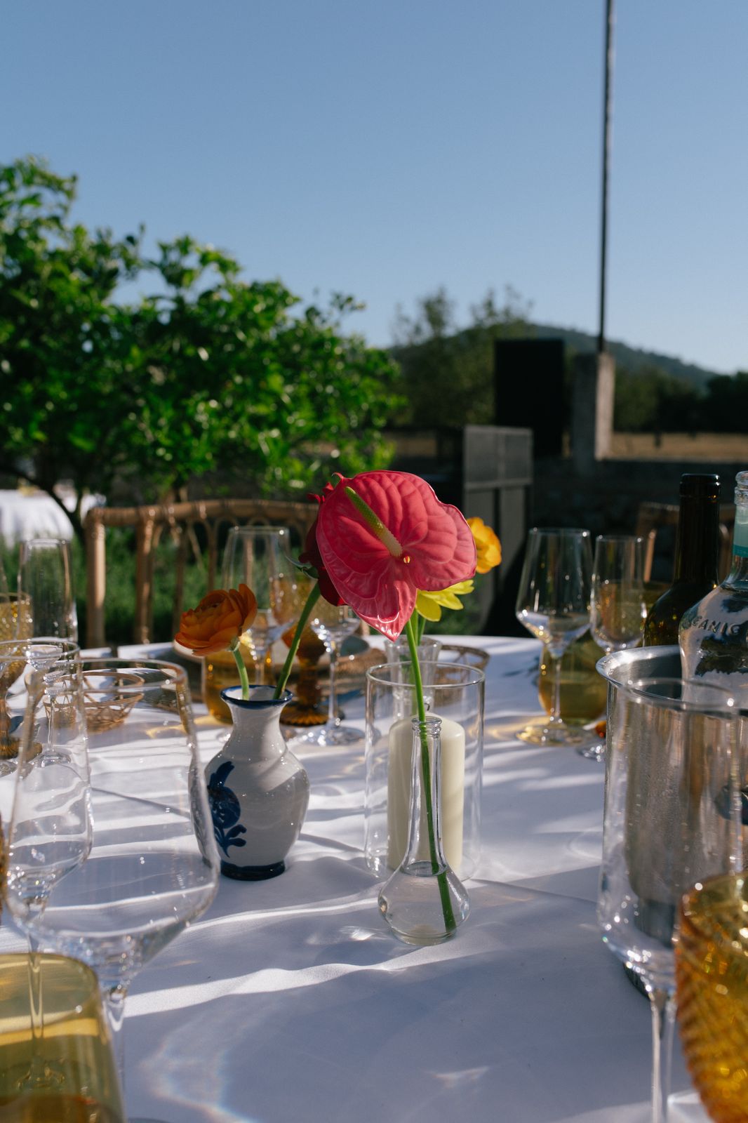 Golden hour dinner in the orange grove at Finca Binissatí, Mallorca