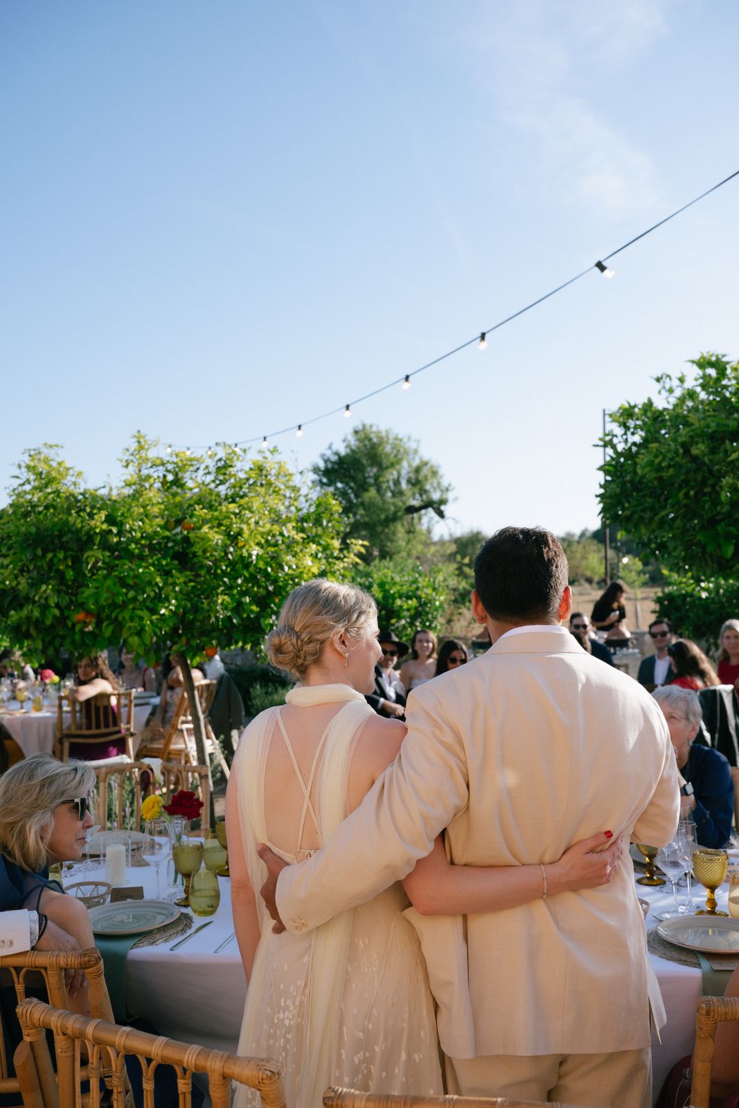 Golden hour dinner in the orange grove at Finca Binissatí, Mallorca