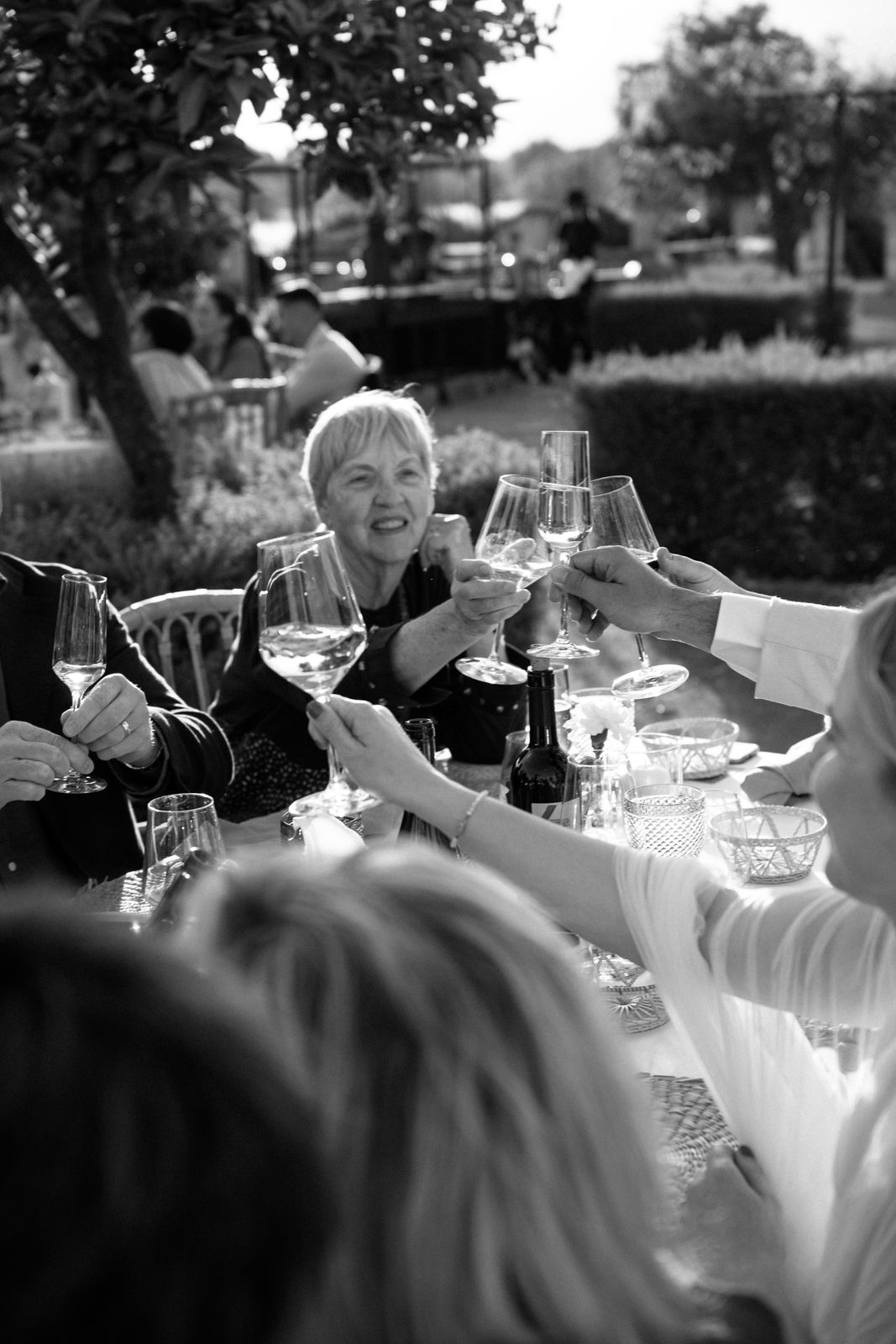 Golden hour dinner in the orange grove at Finca Binissatí, Mallorca