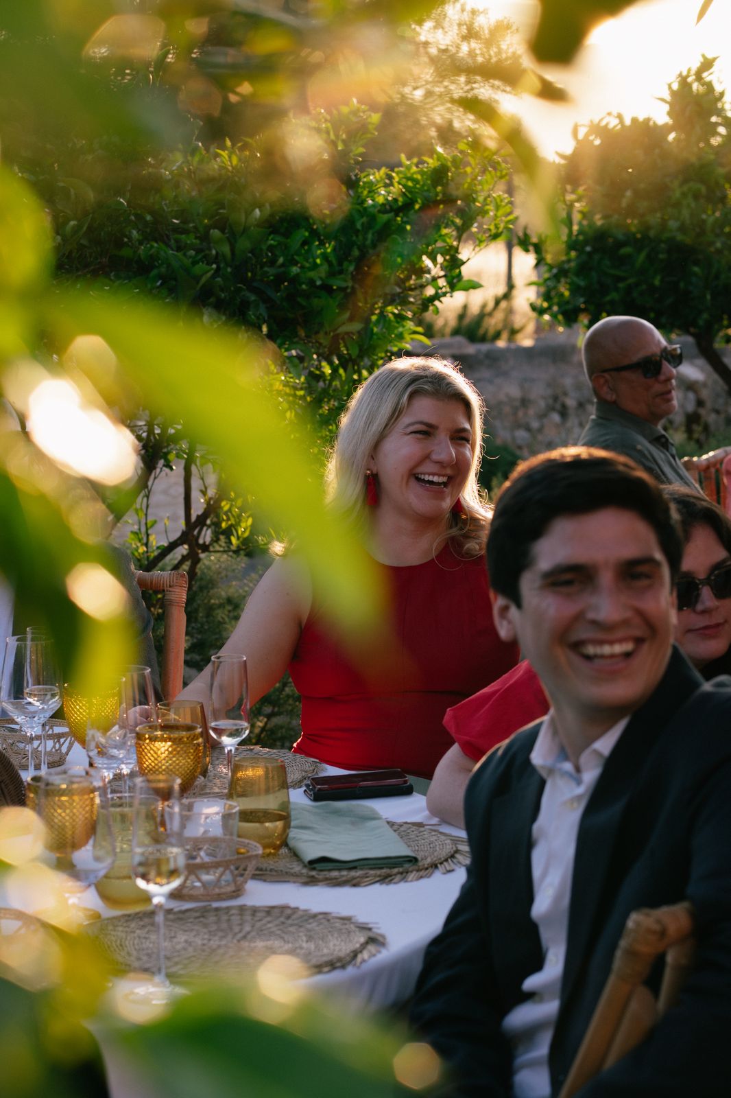 Golden hour dinner in the orange grove at Finca Binissatí, Mallorca