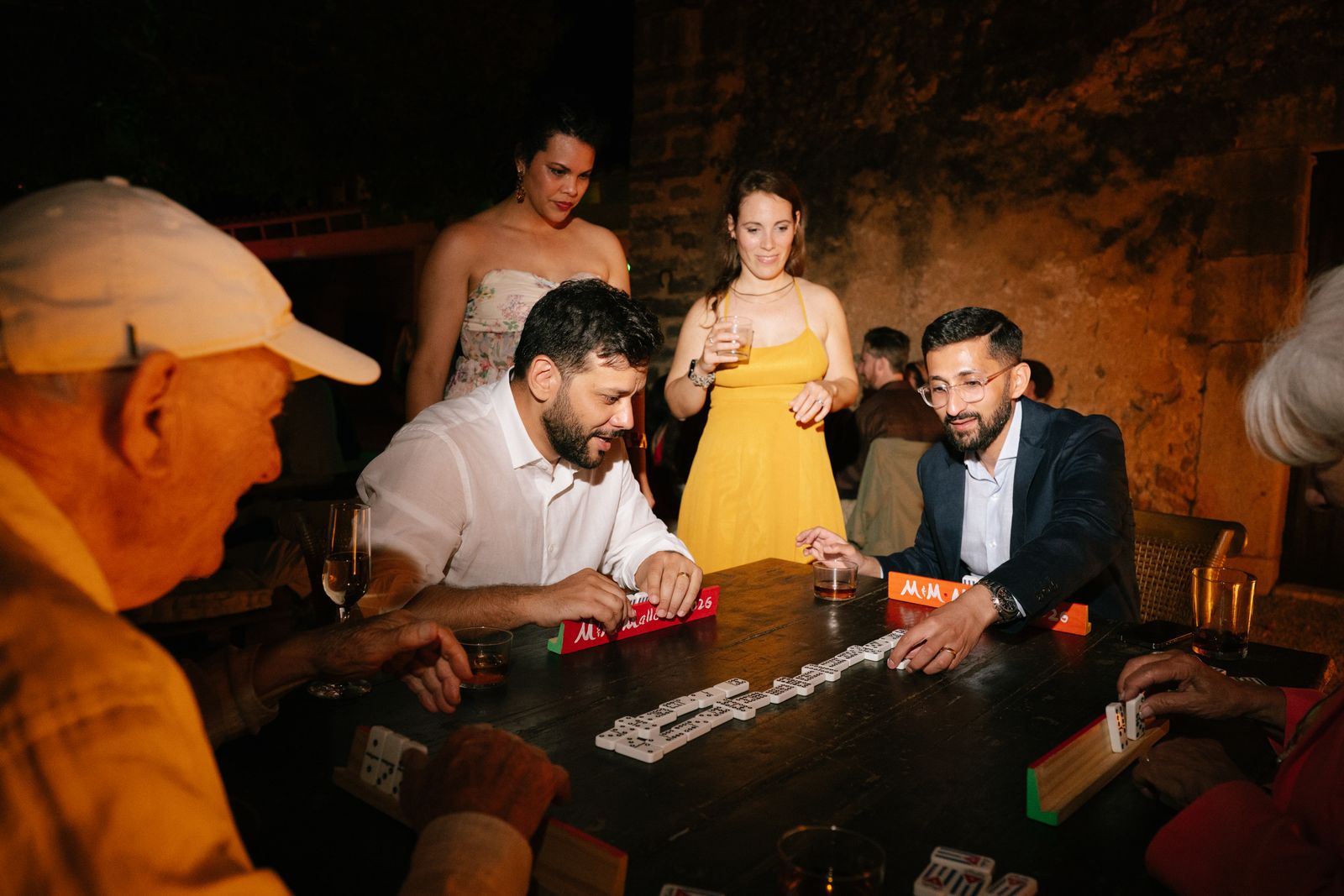 Salsa and dominos in the clastra at Finca Binissatí, Mallorca