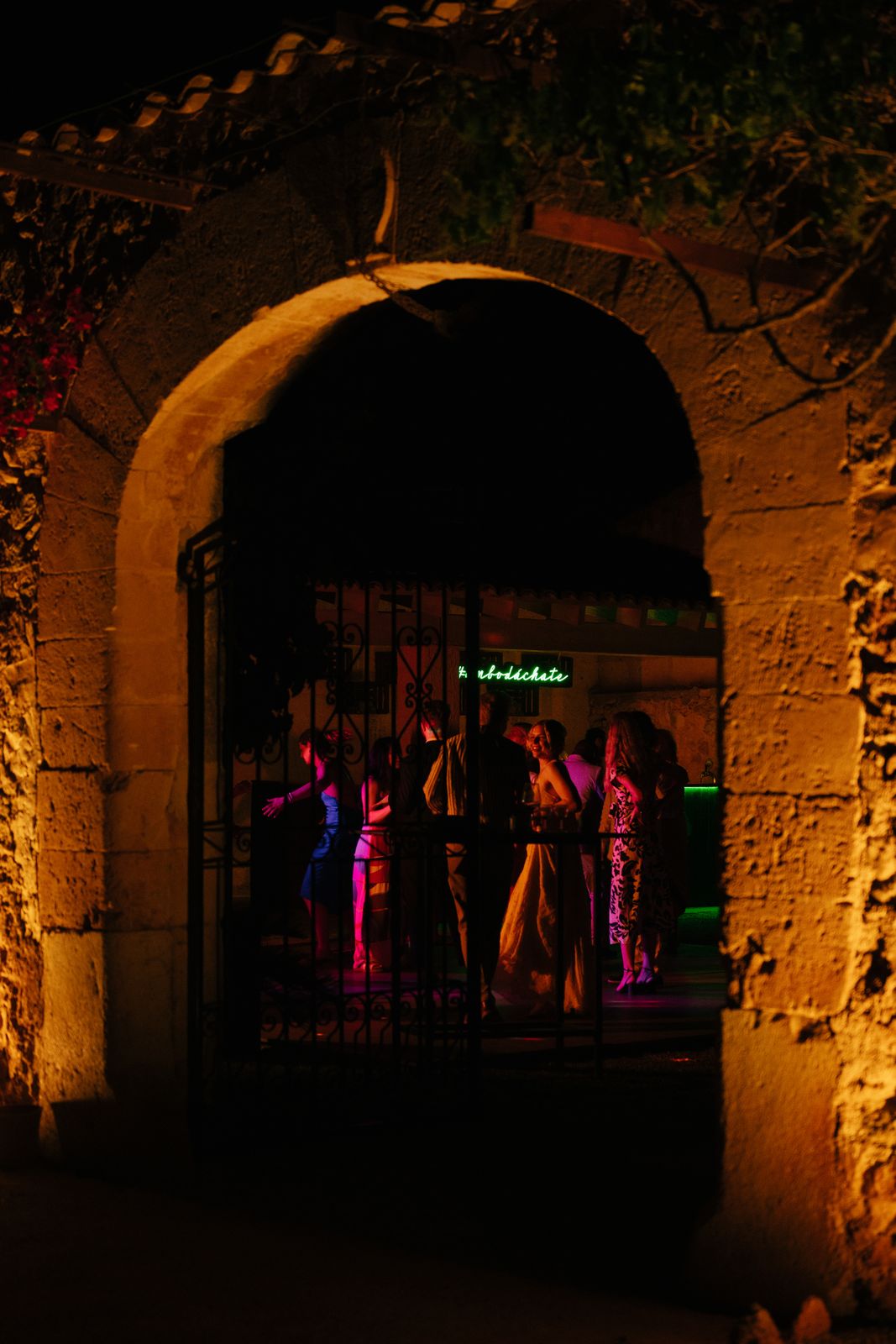 Salsa and dominos in the clastra at Finca Binissatí, Mallorca